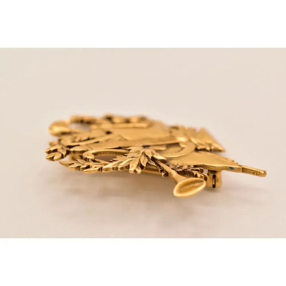 Vintage National Gallery of Art NGA Lyre Laurel Horns Forget Me Not Brooch BinBG